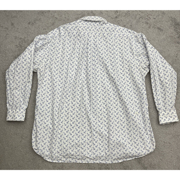 Gitman Bros Button Down Shirt Mens 18.5 35 Nautical Anchor Print Boat Ocean - Picture 11 of 15